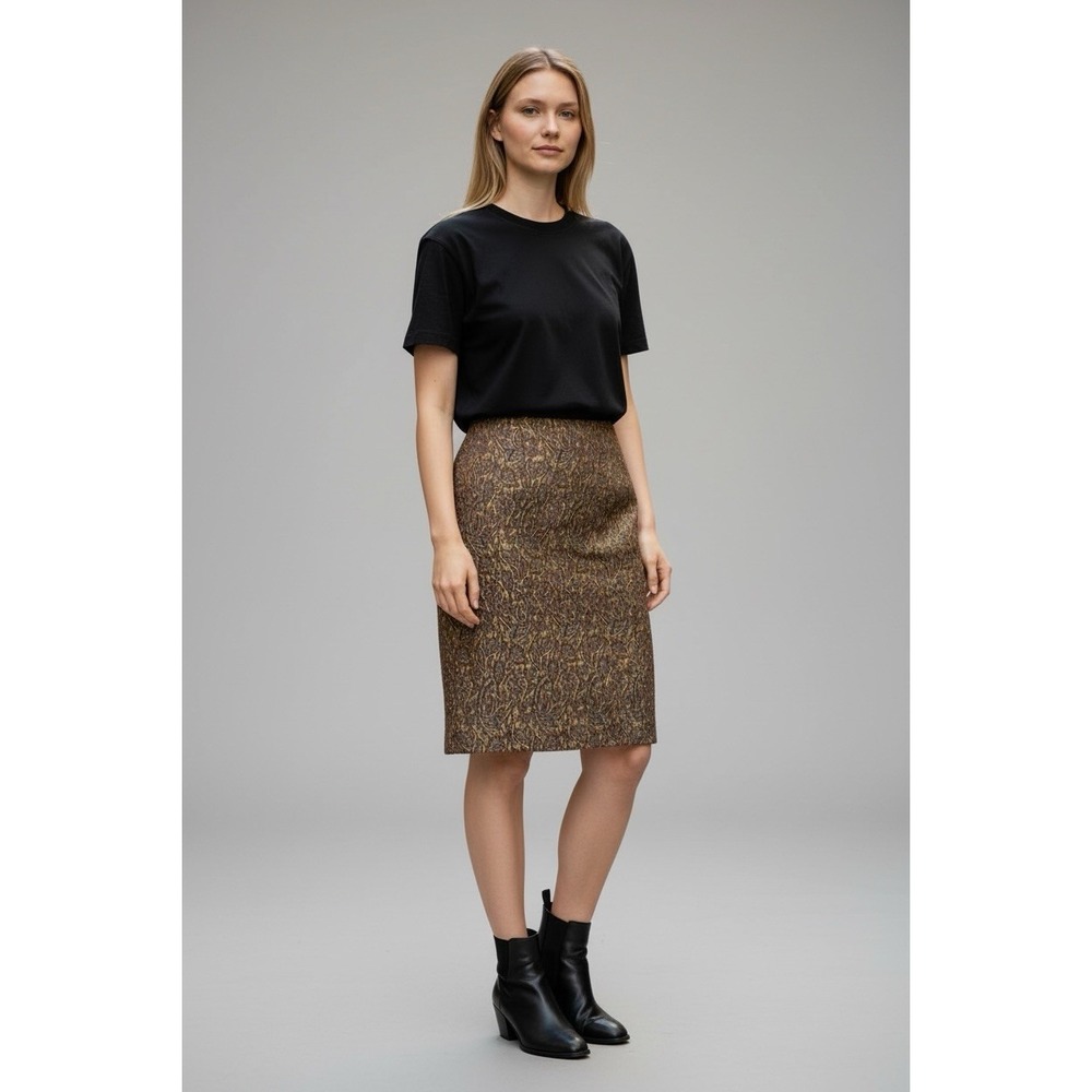 Bill Blass Pencil Skirt‎ Women 18 Gold Bronze Paisley Jacquard Wool Blend